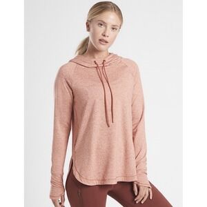 Athleta Orange Peach Uptempo Hoodie Sweatshirt Pullover Top Athletic Sz Small